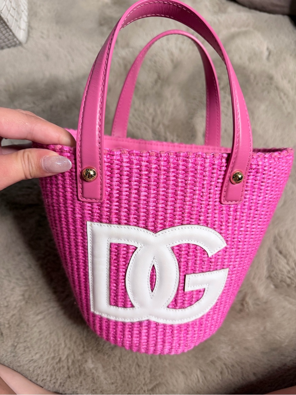 Dolce & Gabbana Hot Pink Woven DG Mini Tote